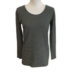 Lululemon Emerald Long Sleeve Modern Stripe Heathered Black White